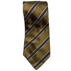 Kiton Bronze Dark Brown Striped Silk Necktie Tie